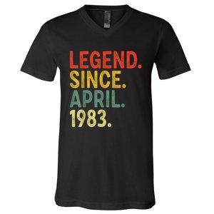 40 Year Old Legend Since April 1983 40th Birthday V-Neck T-Shirt