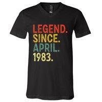 40 Year Old Legend Since April 1983 40th Birthday V-Neck T-Shirt