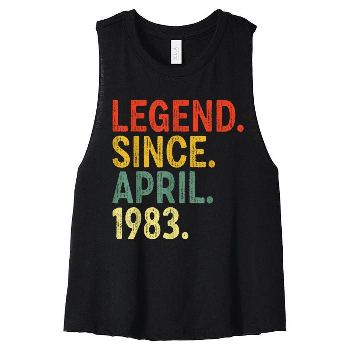 40 Year Old Legend Since April 1983 40th Birthday Women's Racerback Cropped Tank