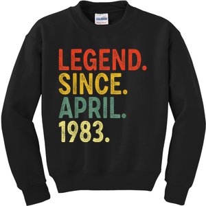 40 Year Old Legend Since April 1983 40th Birthday Kids Sweatshirt