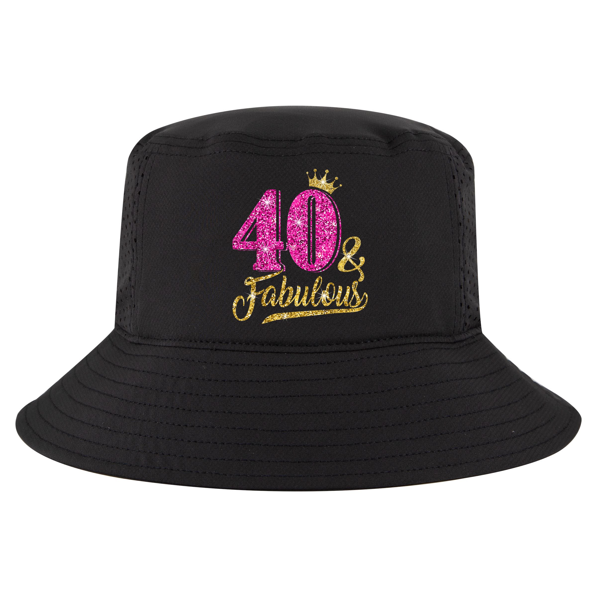 40 Years Old Gift 40 & Fabulous 40th Birthday Pink Crown Cool Comfort Performance Bucket Hat