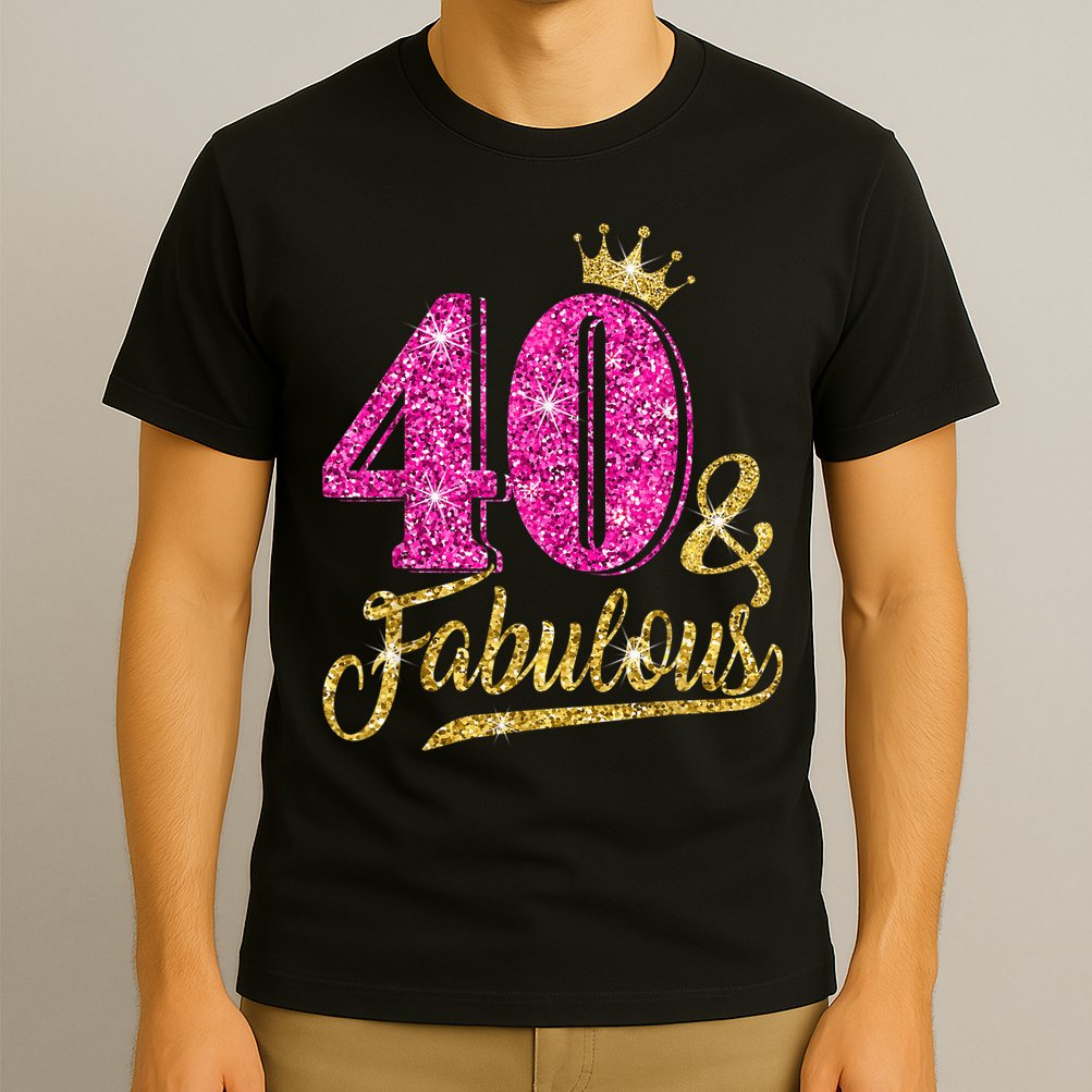40 Years Old Gift 40 & Fabulous 40th Birthday Pink Crown T-Shirt