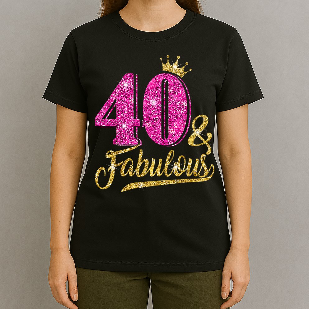 40 Years Old Gift 40 & Fabulous 40th Birthday Pink Crown T-Shirt