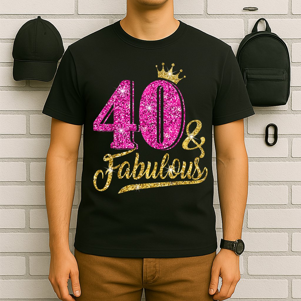 40 Years Old Gift 40 & Fabulous 40th Birthday Pink Crown T-Shirt