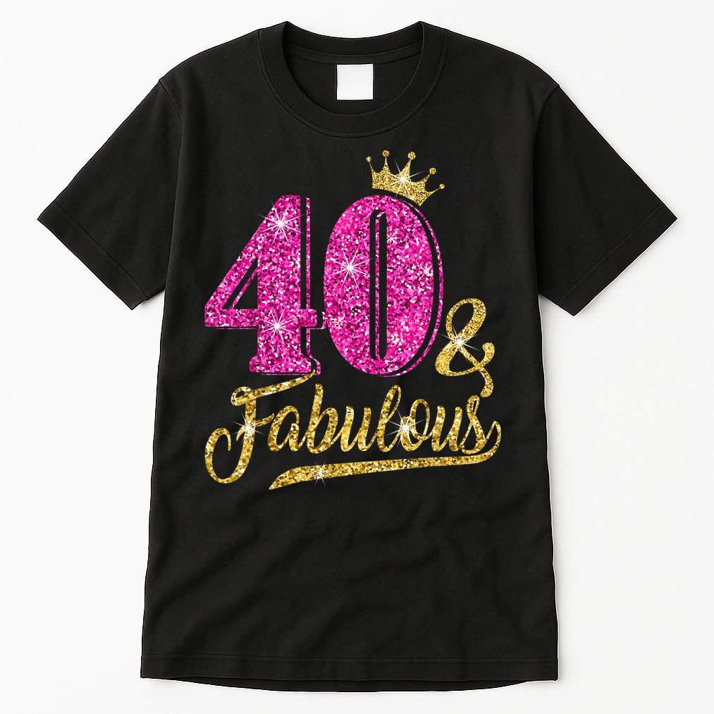 40 Years Old Gift 40 & Fabulous 40th Birthday Pink Crown Tall T-Shirt