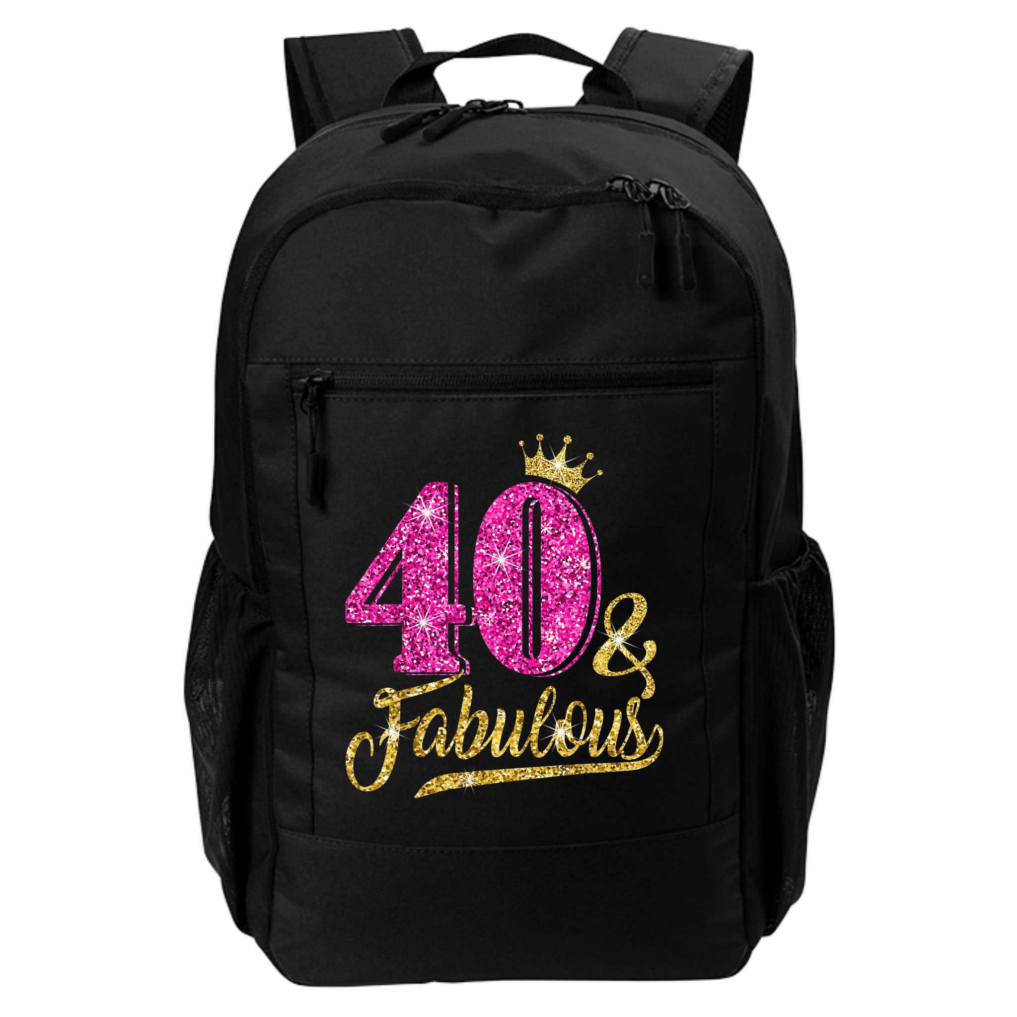 40 Years Old Gift 40 & Fabulous 40th Birthday Pink Crown Backpack