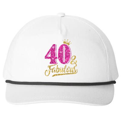 40 Years Old Gift 40 & Fabulous 40th Birthday Pink Crown Snapback Five-Panel Rope Hat