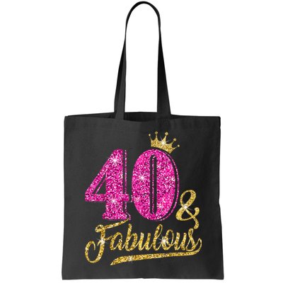 40 Years Old Gift 40 & Fabulous 40th Birthday Pink Crown Bag