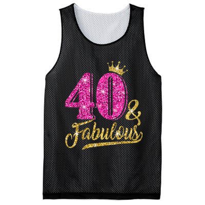 40 Years Old Gift 40 & Fabulous 40th Birthday Pink Crown Mesh Reversible Basketball Jersey Tank