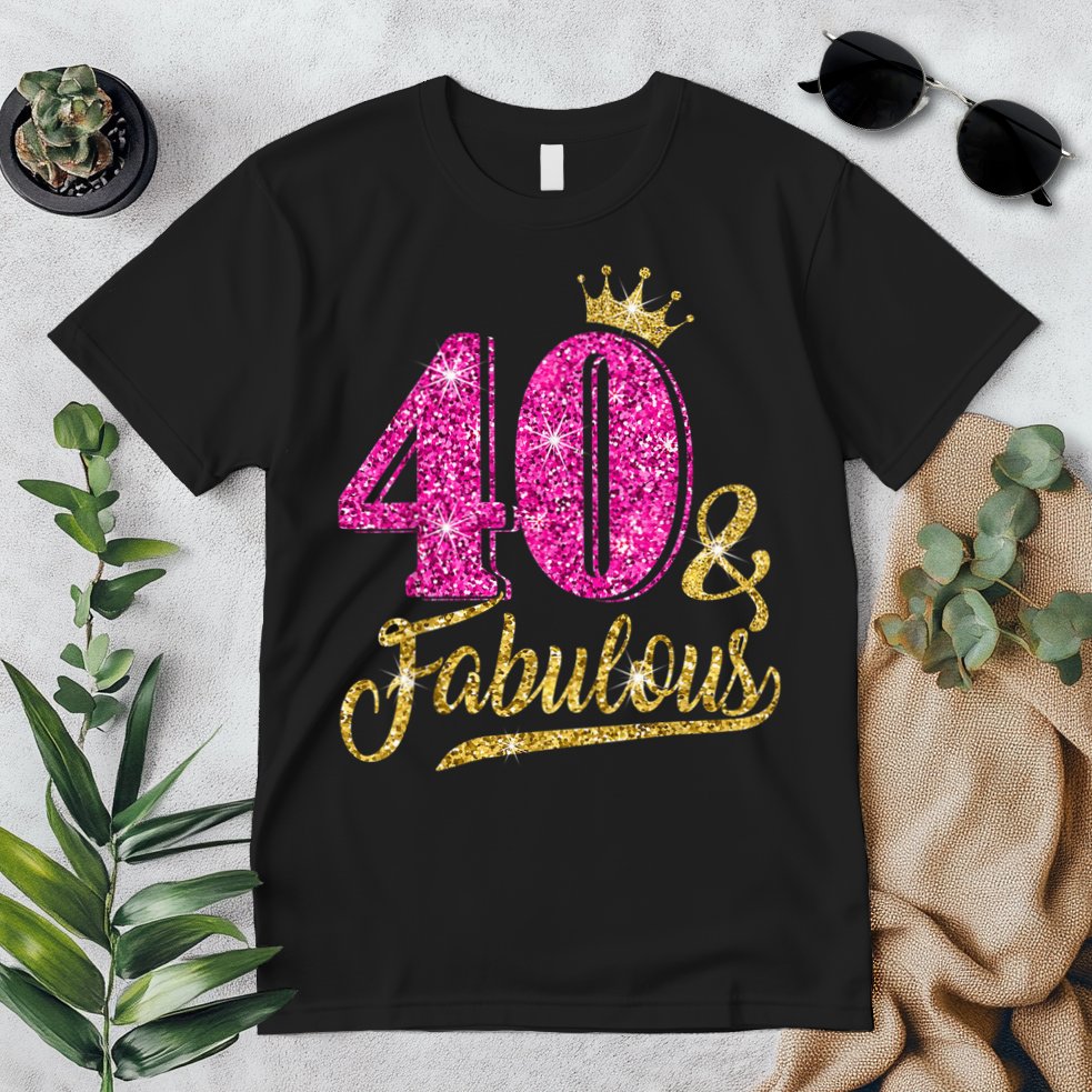 40 Years Old Gift 40 & Fabulous 40th Birthday Pink Crown Premium T-Shirt