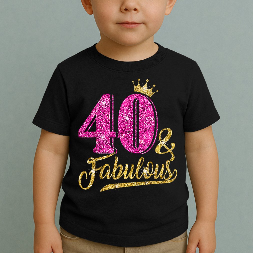 40 Years Old Gift 40 & Fabulous 40th Birthday Pink Crown Toddler T-Shirt