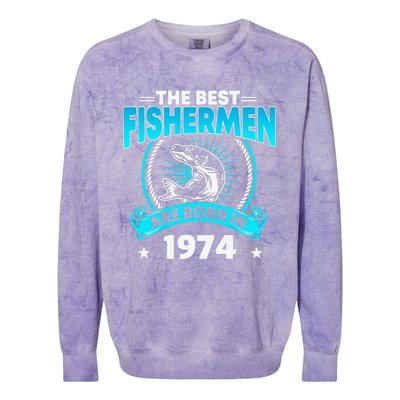 47 Year Old Vintage 1974 Fishing Fisherman 47th Birthday Colorblast Crewneck Sweatshirt