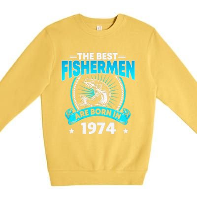 47 Year Old Vintage 1974 Fishing Fisherman 47th Birthday Premium Crewneck Sweatshirt