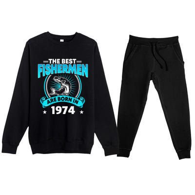 47 Year Old Vintage 1974 Fishing Fisherman 47th Birthday Premium Crewneck Sweatsuit Set