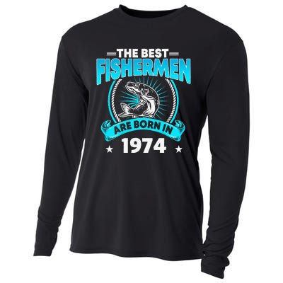 47 Year Old Vintage 1974 Fishing Fisherman 47th Birthday Cooling Performance Long Sleeve Crew