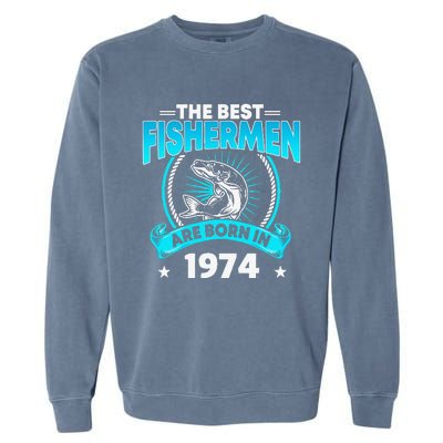 47 Year Old Vintage 1974 Fishing Fisherman 47th Birthday Garment-Dyed Sweatshirt