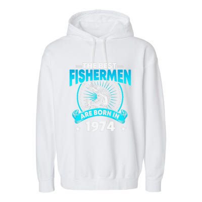 47 Year Old Vintage 1974 Fishing Fisherman 47th Birthday Garment-Dyed Fleece Hoodie