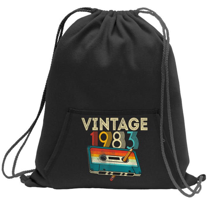 40 Year Old Gifts Vintage 1983 Cassette Tape 40th Birthday Sweatshirt Cinch Pack Bag