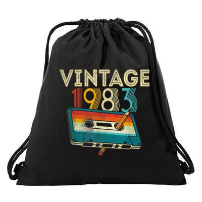 40 Year Old Gifts Vintage 1983 Cassette Tape 40th Birthday Drawstring Bag