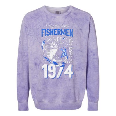 47 Years Old Fishing Fisherman 1974 47th Birthday Colorblast Crewneck Sweatshirt