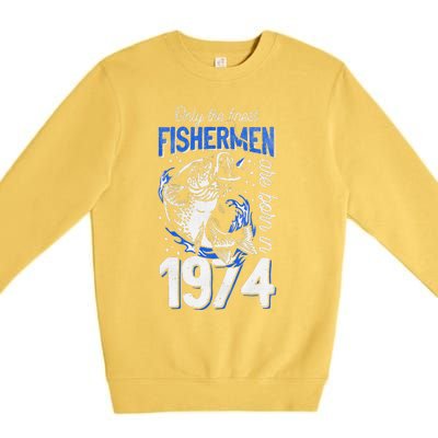 47 Years Old Fishing Fisherman 1974 47th Birthday Premium Crewneck Sweatshirt