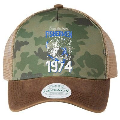 47 Years Old Fishing Fisherman 1974 47th Birthday Legacy Tie Dye Trucker Hat