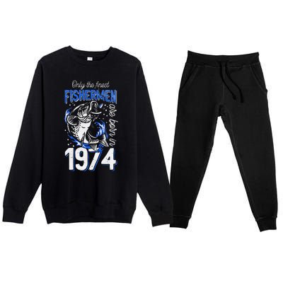 47 Years Old Fishing Fisherman 1974 47th Birthday Premium Crewneck Sweatsuit Set