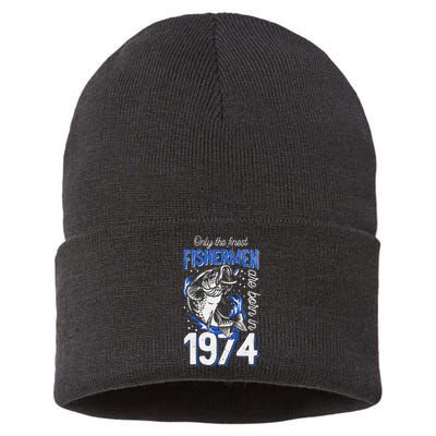 47 Years Old Fishing Fisherman 1974 47th Birthday Sustainable Knit Beanie