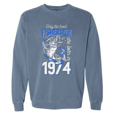 47 Years Old Fishing Fisherman 1974 47th Birthday Garment-Dyed Sweatshirt