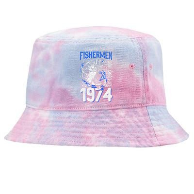 47 Years Old Fishing Fisherman 1974 47th Birthday Tie-Dyed Bucket Hat