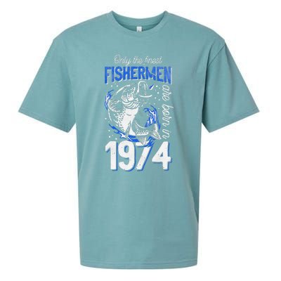 47 Years Old Fishing Fisherman 1974 47th Birthday Sueded Cloud Jersey T-Shirt