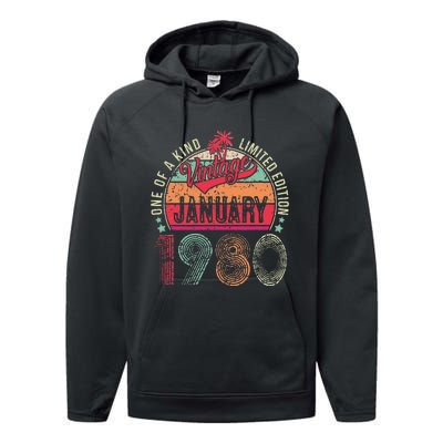 43 Years Old Gift January 1980 Limited Edition 43th Birthday Performance Fleece Hoodie