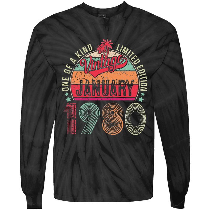 43 Years Old Gift January 1980 Limited Edition 43th Birthday Tie-Dye Long Sleeve Shirt