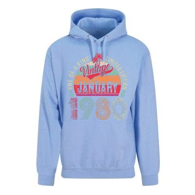 43 Years Old Gift January 1980 Limited Edition 43th Birthday Unisex Surf Hoodie