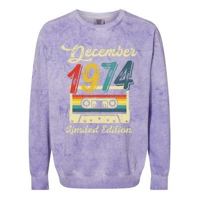 48 Years Old Gift Retro December 1974 Cassette 48th Birthday Colorblast Crewneck Sweatshirt