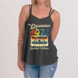 48 Years Old Gift Retro December 1974 Cassette 48th Birthday Women's Strappy Tank