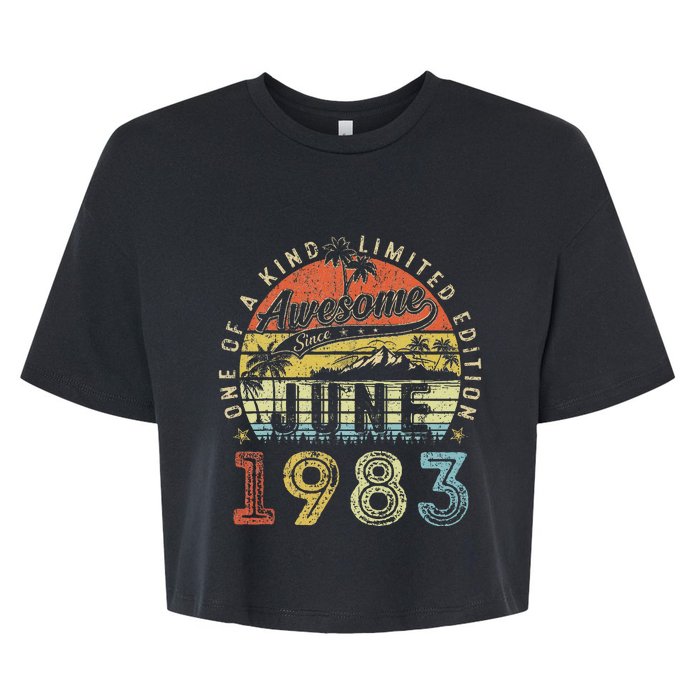 40 Year Old Awesome Since June 1983 40th Birthday Bella+Canvas Jersey Crop Tee