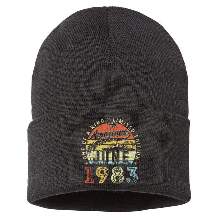 40 Year Old Awesome Since June 1983 40th Birthday Sustainable Knit Beanie