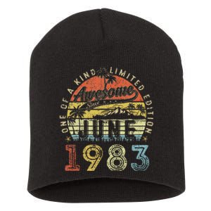 40 Year Old Awesome Since June 1983 40th Birthday Short Acrylic Beanie