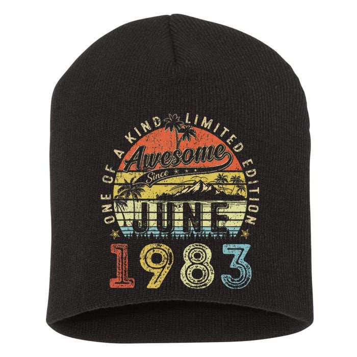 40 Year Old Awesome Since June 1983 40th Birthday Short Acrylic Beanie