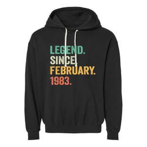 40 Years Old Gifts Legend Since February 1983 40th Birthday Garment-Dyed Fleece Hoodie