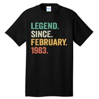 40 Years Old Gifts Legend Since February 1983 40th Birthday Tall T-Shirt