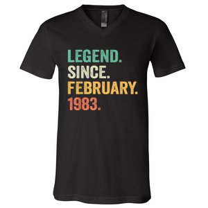 40 Years Old Gifts Legend Since February 1983 40th Birthday V-Neck T-Shirt