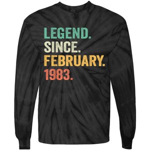 40 Years Old Gifts Legend Since February 1983 40th Birthday Tie-Dye Long Sleeve Shirt