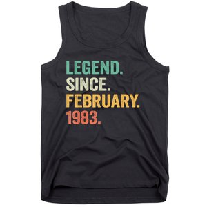 40 Years Old Gifts Legend Since February 1983 40th Birthday Tank Top