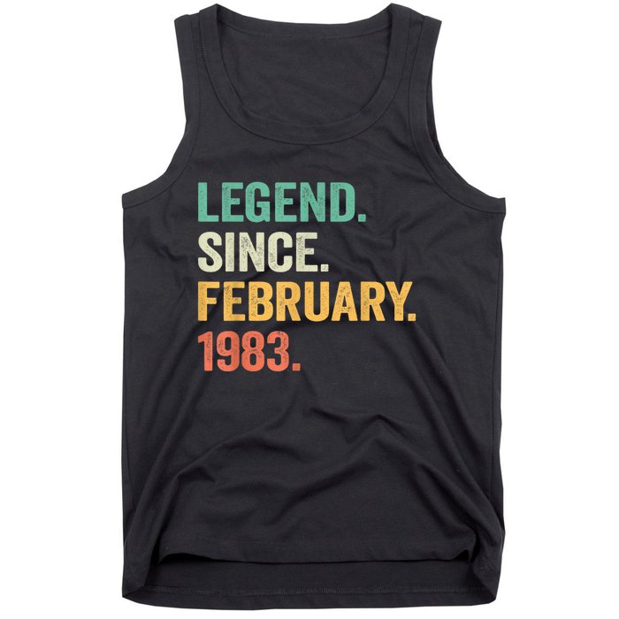 40 Years Old Gifts Legend Since February 1983 40th Birthday Tank Top