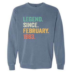 40 Years Old Gifts Legend Since February 1983 40th Birthday Garment-Dyed Sweatshirt