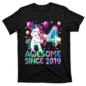 4 Years Old Unicorn Flossing 4th Birthday Girl Unicorn Party T-Shirt