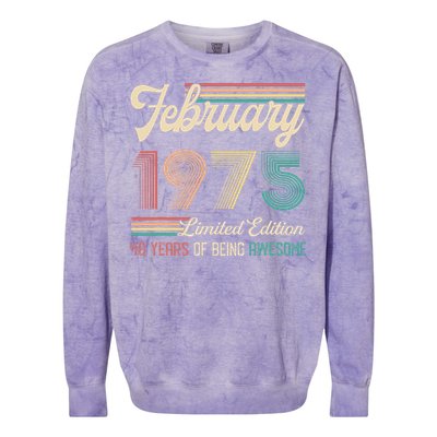 48 Years Old Gifts Vintage February 1975 48th Birthday Colorblast Crewneck Sweatshirt