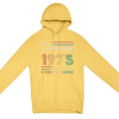 48 Years Old Gifts Vintage February 1975 48th Birthday Premium Pullover Hoodie